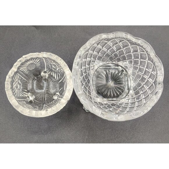 Salt Dip Cellars Fostoria & Wright Glass Bowls Vintage Footed Pedestal Lot of 2 - Picture 4 of 14